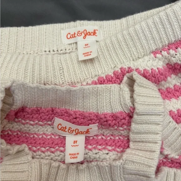 Cat & Jack Pink and Cream Striped Knit Set - Picture 2 of 3